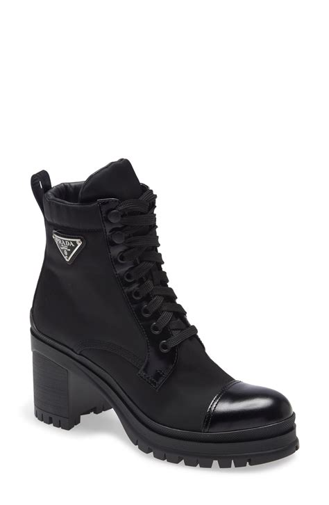 prada stretch boots|prada block heel combat boots.